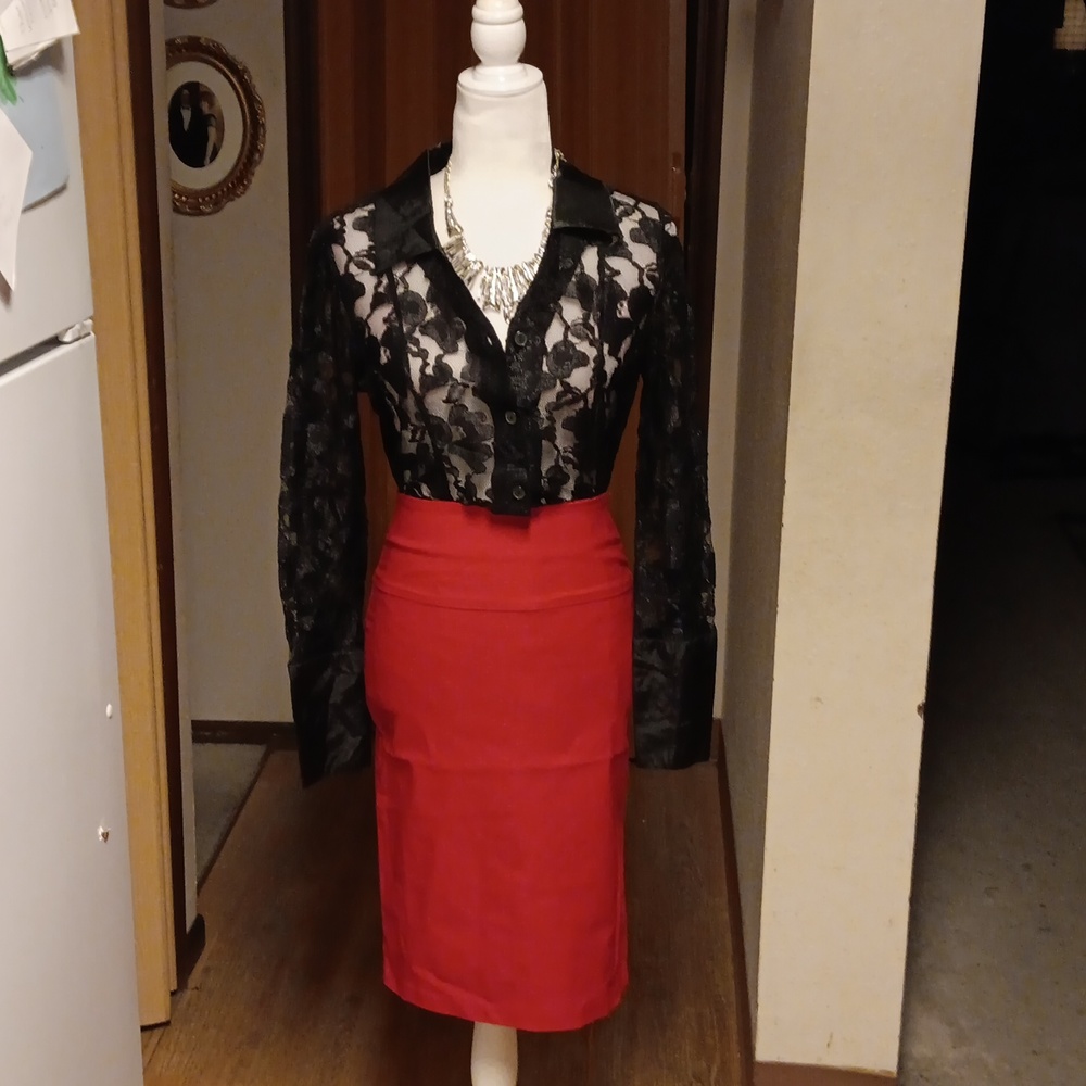 TOP 10 RED BOW PENCIL SKIRT